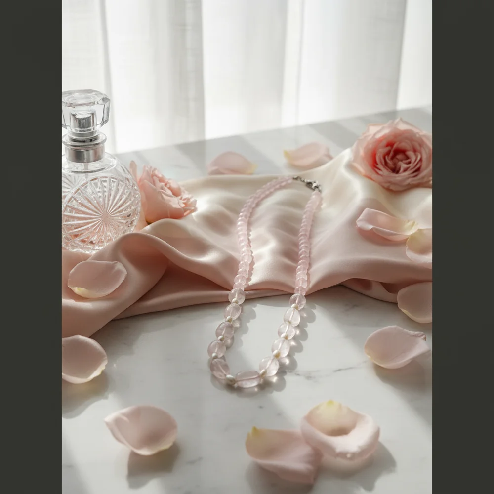 Rose Quartz & Pearl Muse Necklace image 3